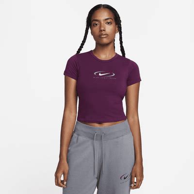 frauen tops & t-shirts nike grafik schwarz weiß rostarr|kurzes oberteil.